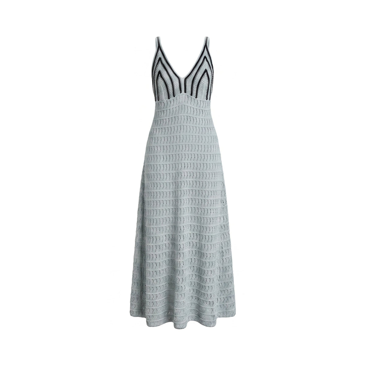 PLEASE Abito Lungo Please Crochet Boho-Chic con Spalline Incrociate - Corda\Nero - foto 2