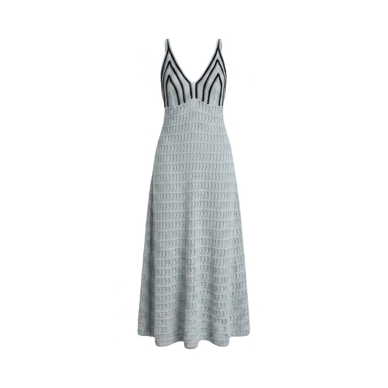 PLEASE Abito Lungo Please Crochet Boho-Chic con Spalline Incrociate - Corda\Nero - foto 2