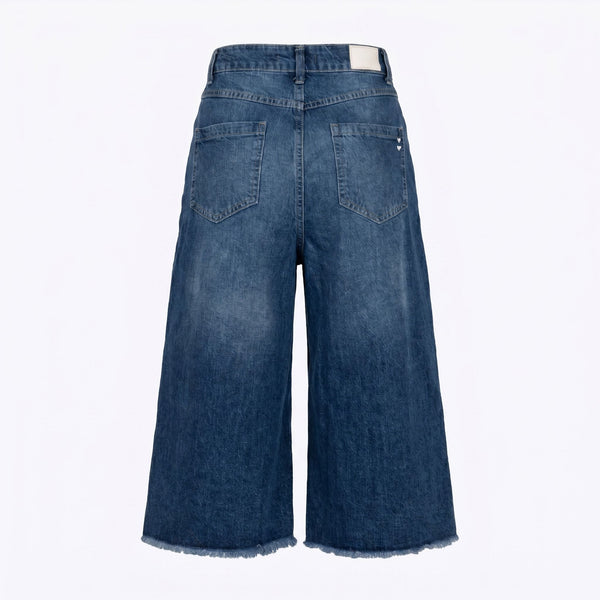Please Bermuda Please di Jeans Largo con frange – Blu Denim - foto 1