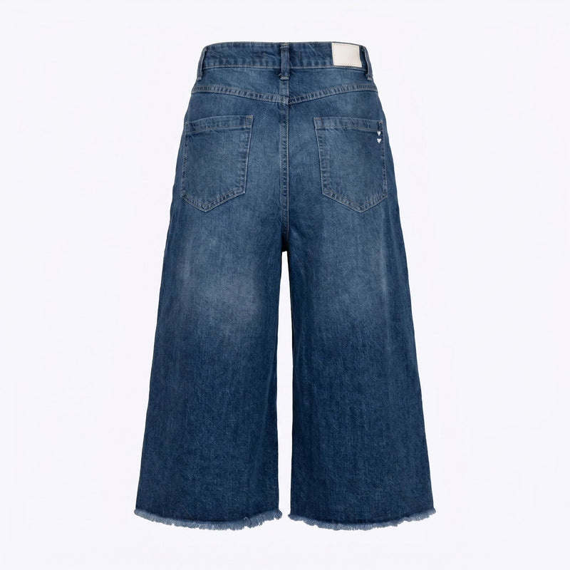 Please Bermuda Please di Jeans Largo con frange – Blu Denim - foto 1
