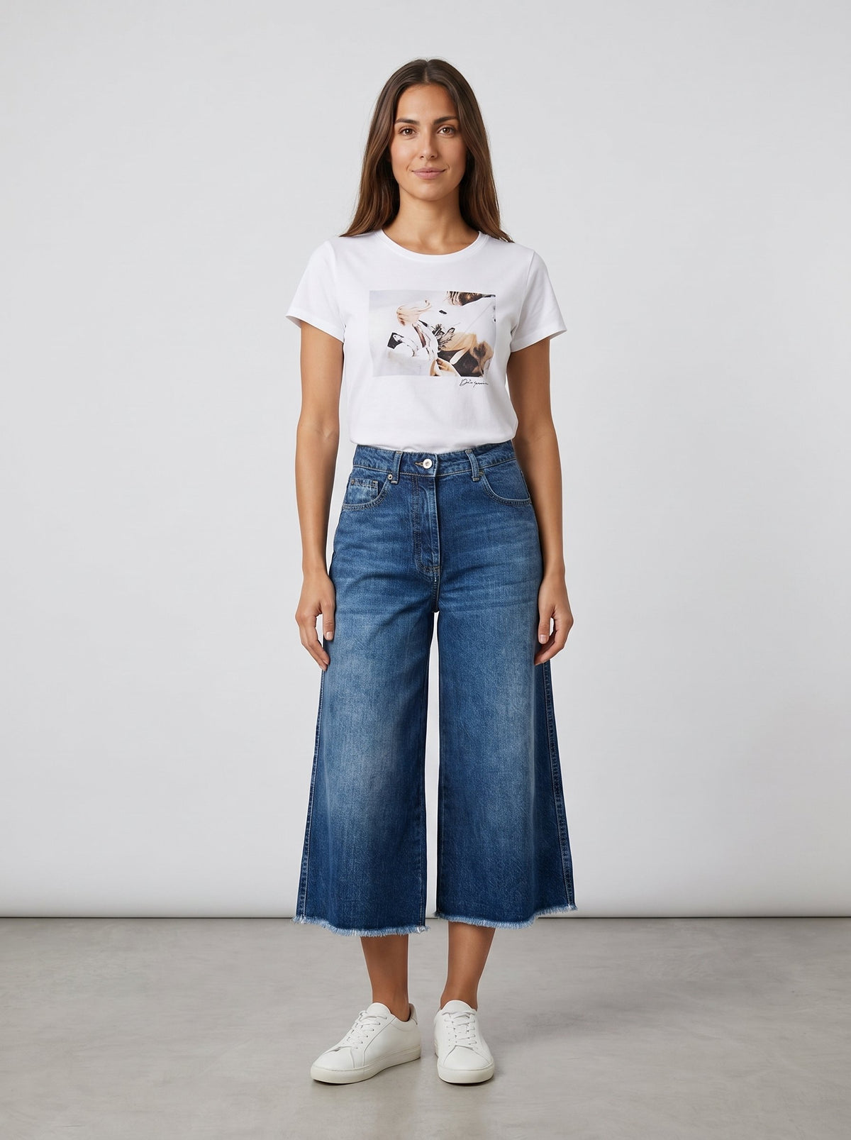 Please Bermuda Please di Jeans Largo con frange – Blu Denim - foto 3