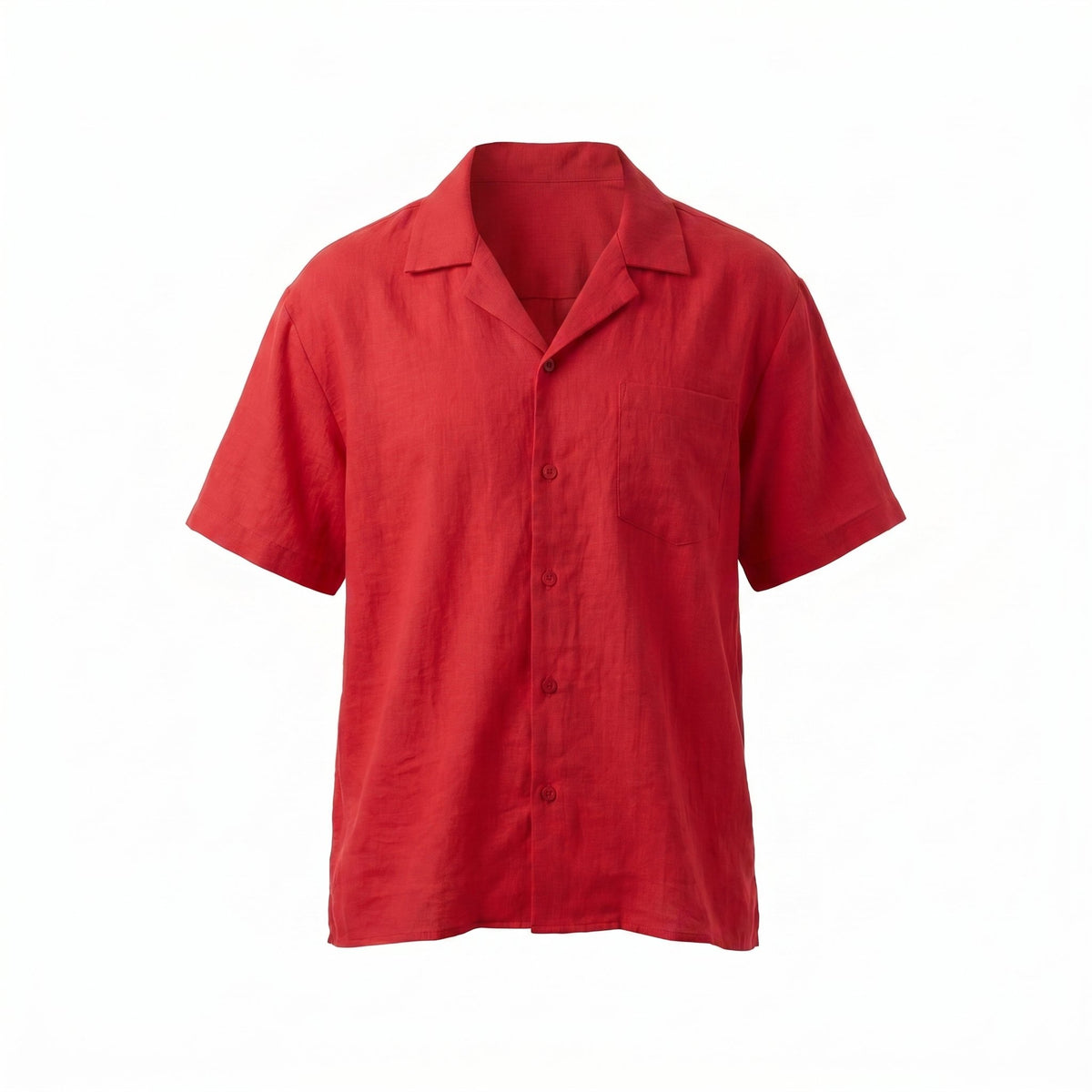 Please Camicia Please a Maniche Corte con Colletto a Rever ed Effetto Lino - Lampone - foto 2