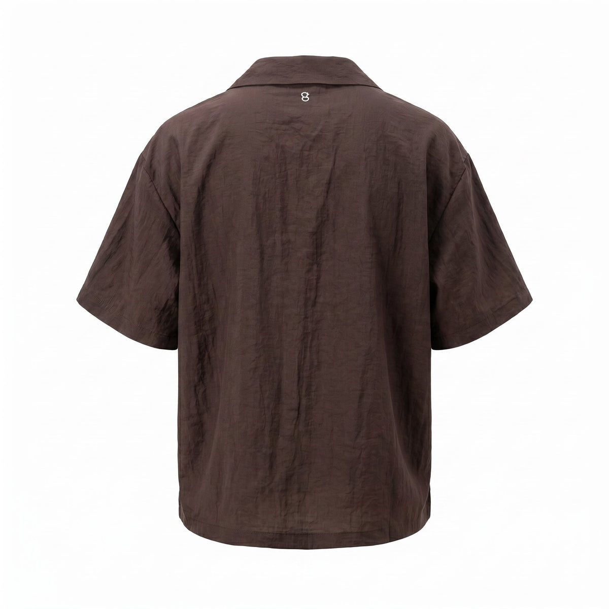 Please Camicia Please a Maniche Corte con Colletto a Rever ed Effetto Lino - Marrone - foto 2
