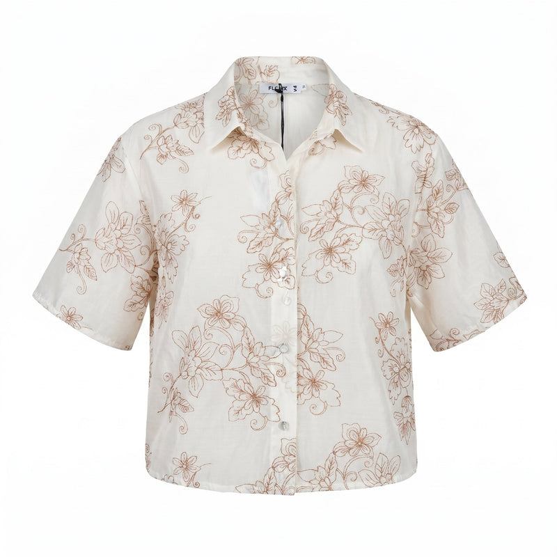 PLEASE Camicia Please Trasparente Ricamata a Fiori - Bianco - foto 1