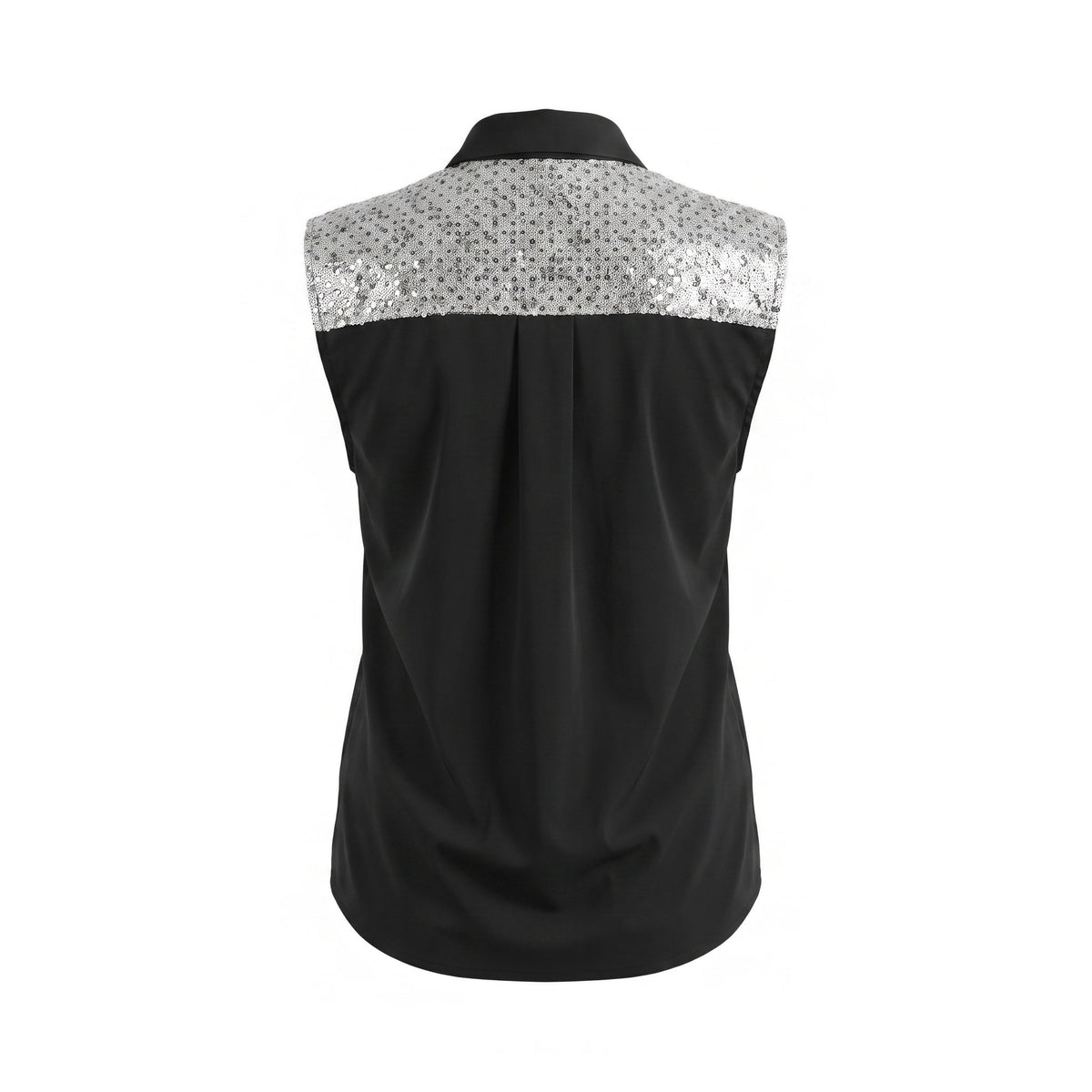 Please Camicia Smanicata Please  con Tasche in Pizzo e Paillette - Verde Oliva - foto 1