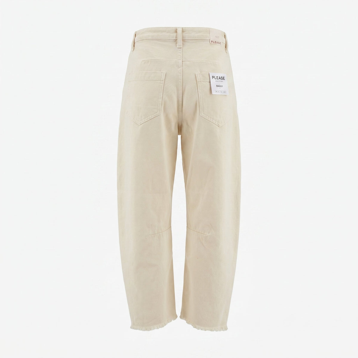Please Jeans Baggy PLEASE con Orlo a Frange - Panna - foto 1