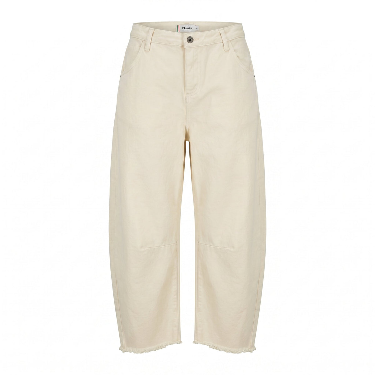Please Jeans Baggy PLEASE con Orlo a Frange - Panna - foto 2