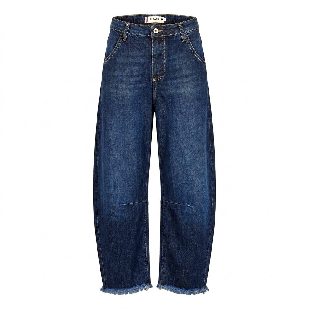 PLEASE Jeans Please BAGGY con Orlo Sfrangiato - Blu Denim - foto 1