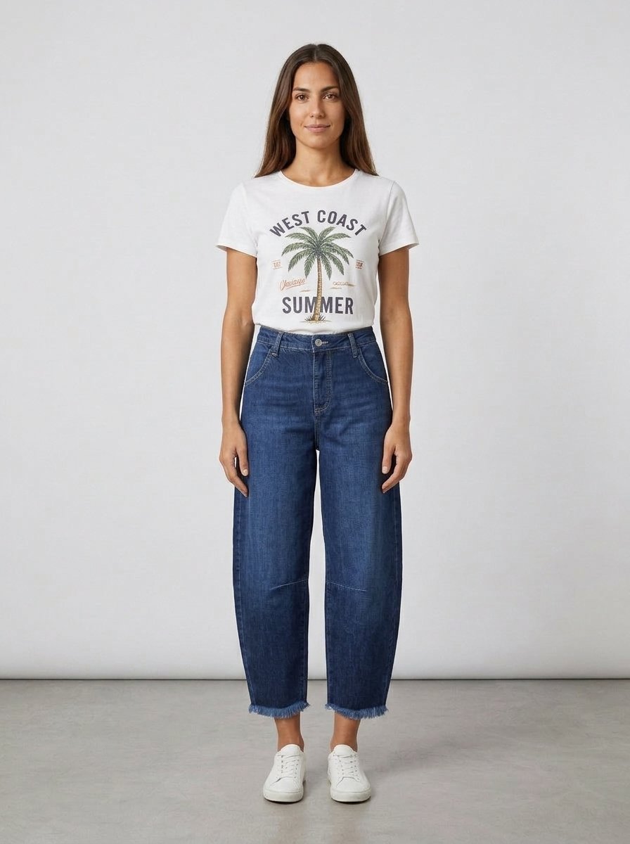 PLEASE Jeans Please BAGGY con Orlo Sfrangiato - Blu Denim - foto 3