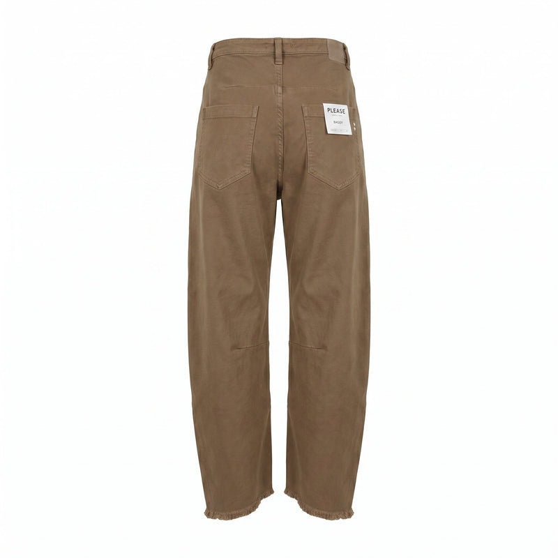 PLEASE Jeans Please Baggy  con Orlo Sfrangiato - Cammello - foto 3