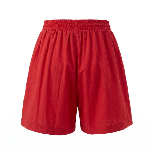 Please Pantaloncini Please Corti con Vita Elastica e Tessuto Effetto Lino - Lampone - foto 1