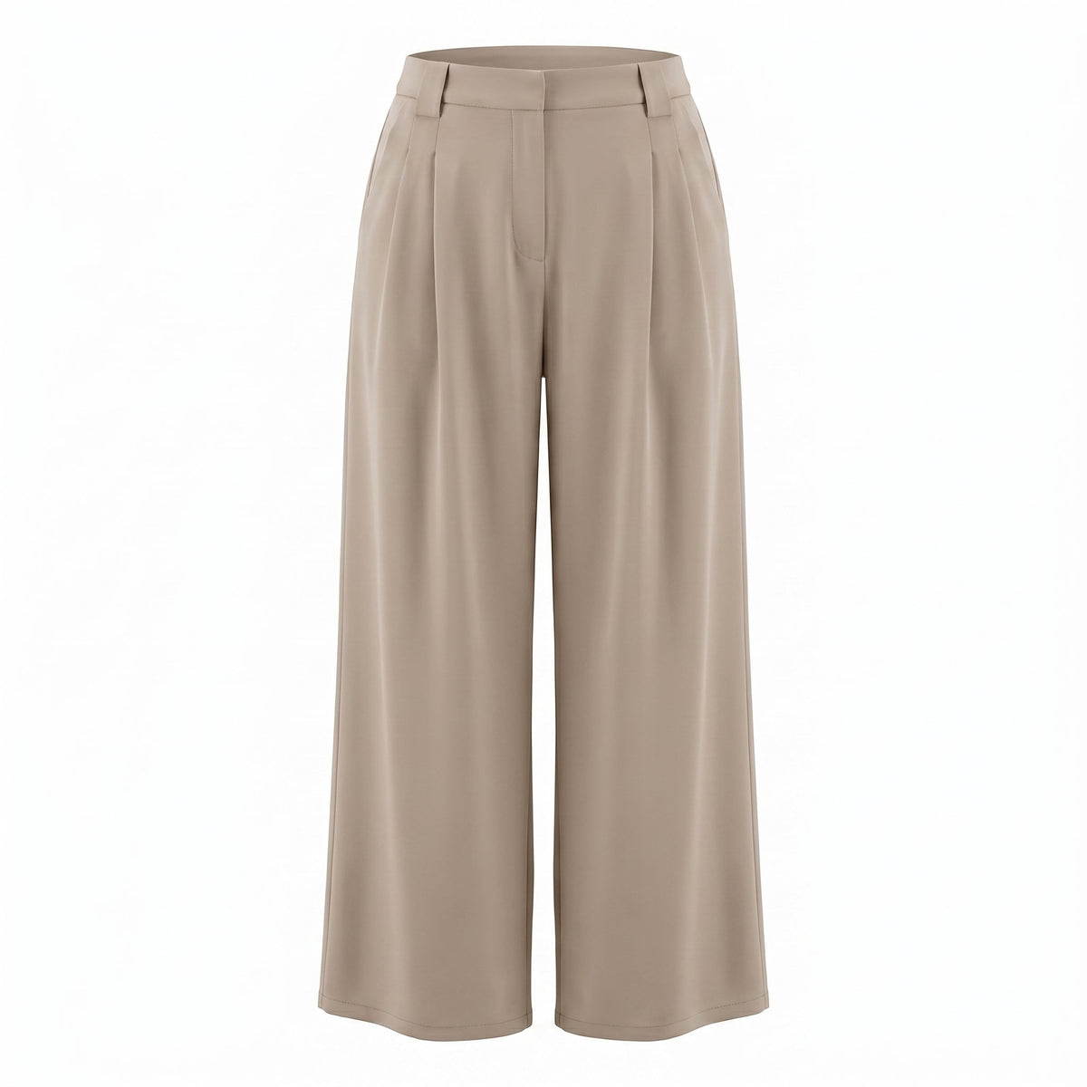 Please Pantaloni Please a Palazzo Fluidi a Vita Alta con Pinces - Beige - foto 2