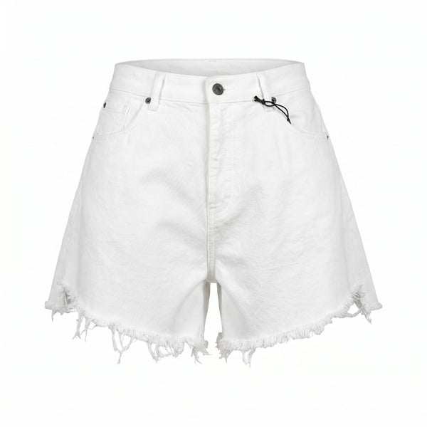 Please Shorts Please in Denim con Frange - Bianco - foto 1