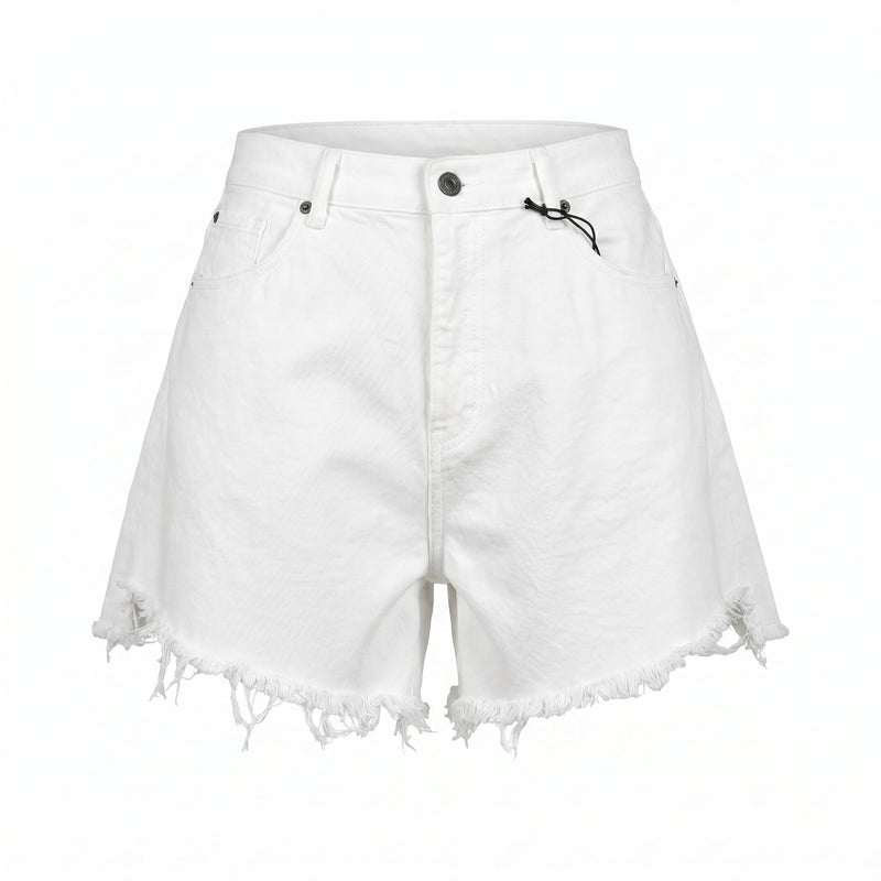 Please Shorts Please in Denim con Frange - Bianco - foto 1