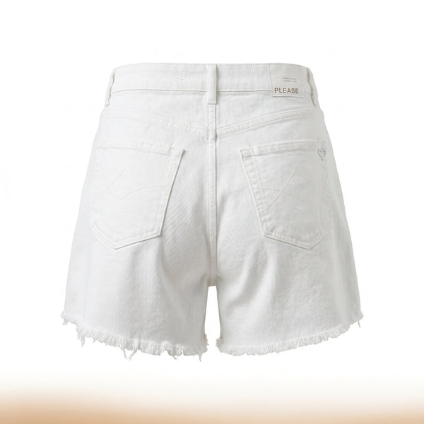 Please Shorts Please in Denim con Frange - Bianco - foto 2