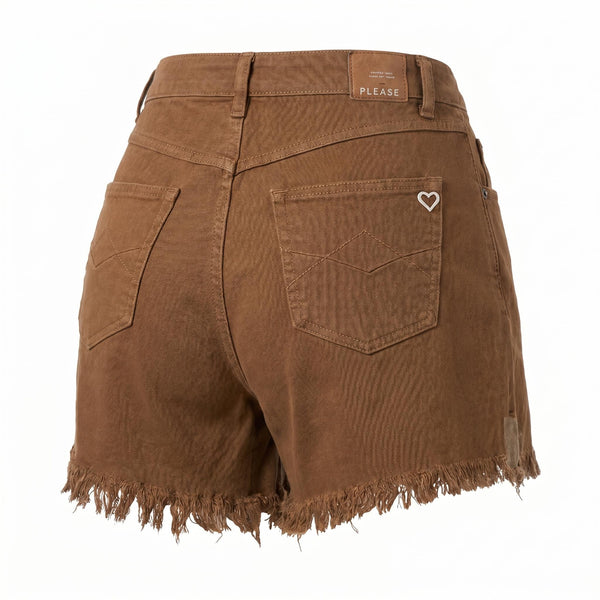 Please Shorts Please in Denim con Frange - Marrona - foto 2