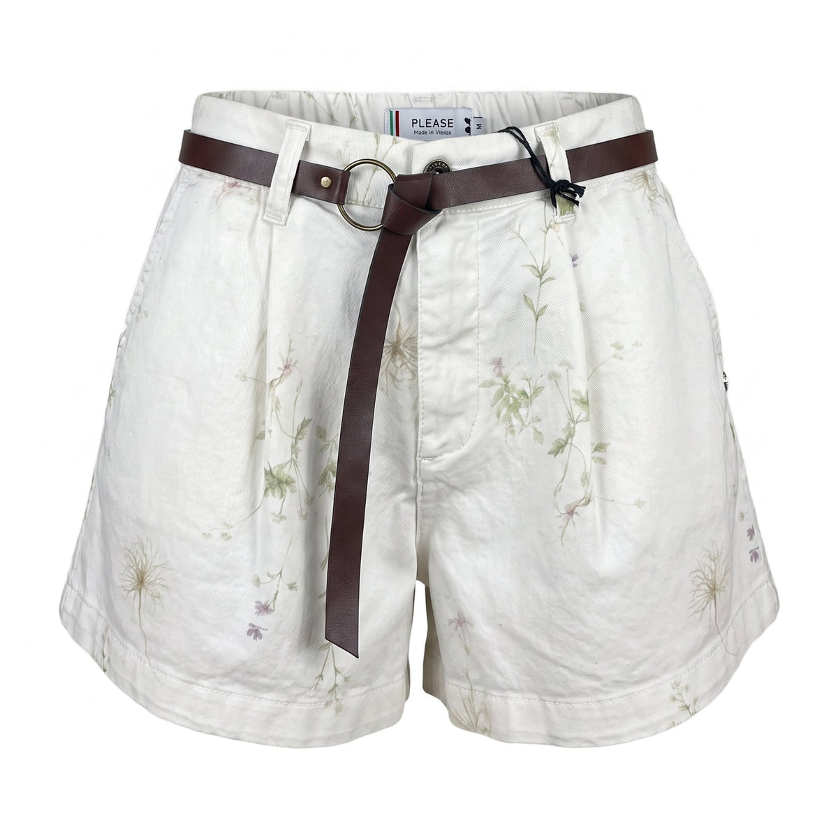 PLEASE Shorts regular-fit con cintura e stampa delicata - Panna - foto 1