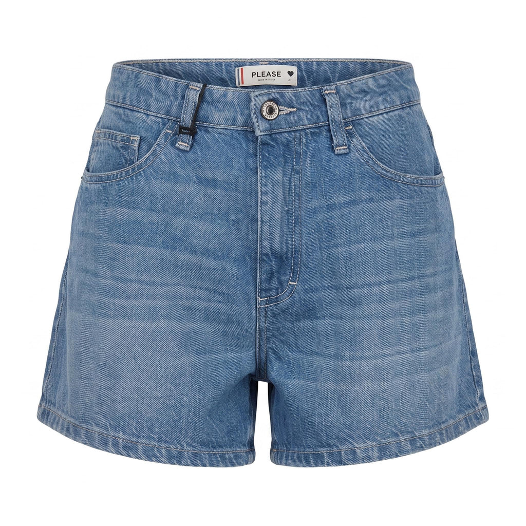 PLEASE ShortsPlease  di Jeans a Vita Alta - Blu Denim - foto 2