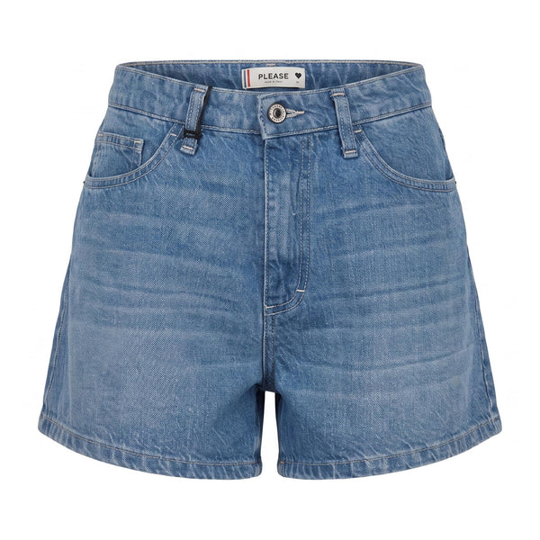 PLEASE ShortsPlease  di Jeans a Vita Alta - Blu Denim - foto 2