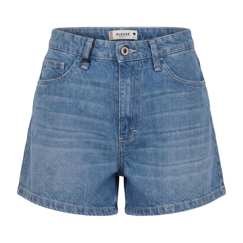 PLEASE ShortsPlease  di Jeans a Vita Alta - Blu Denim - foto 2