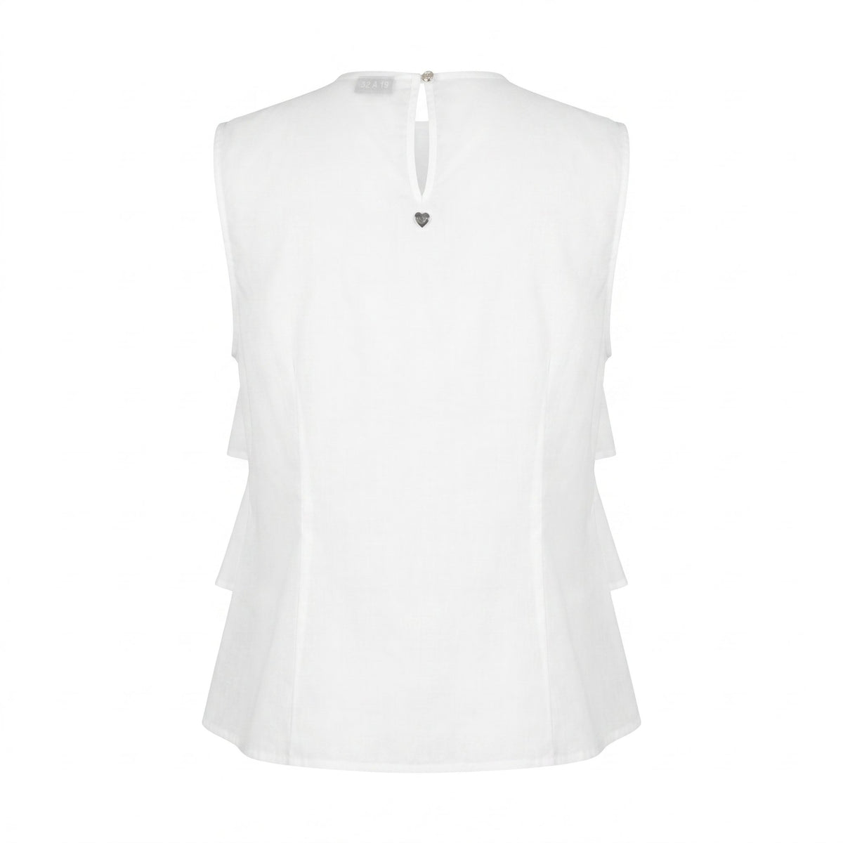 Please Top Please Smanicato con Volant Balze in Cotone Leggero - Bianco - foto 1