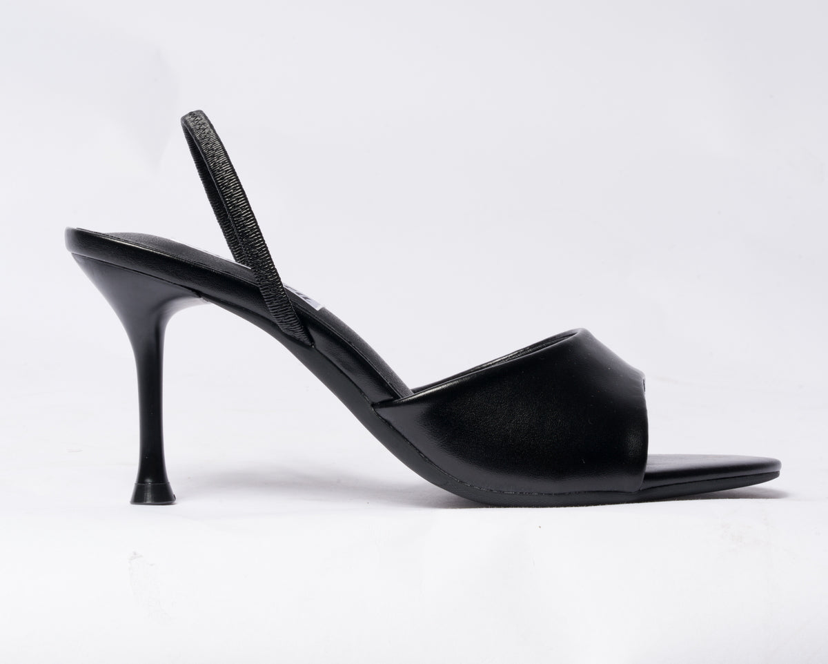 Sandalo in ecopelle con cinturino elastico al tallone  - Nero
