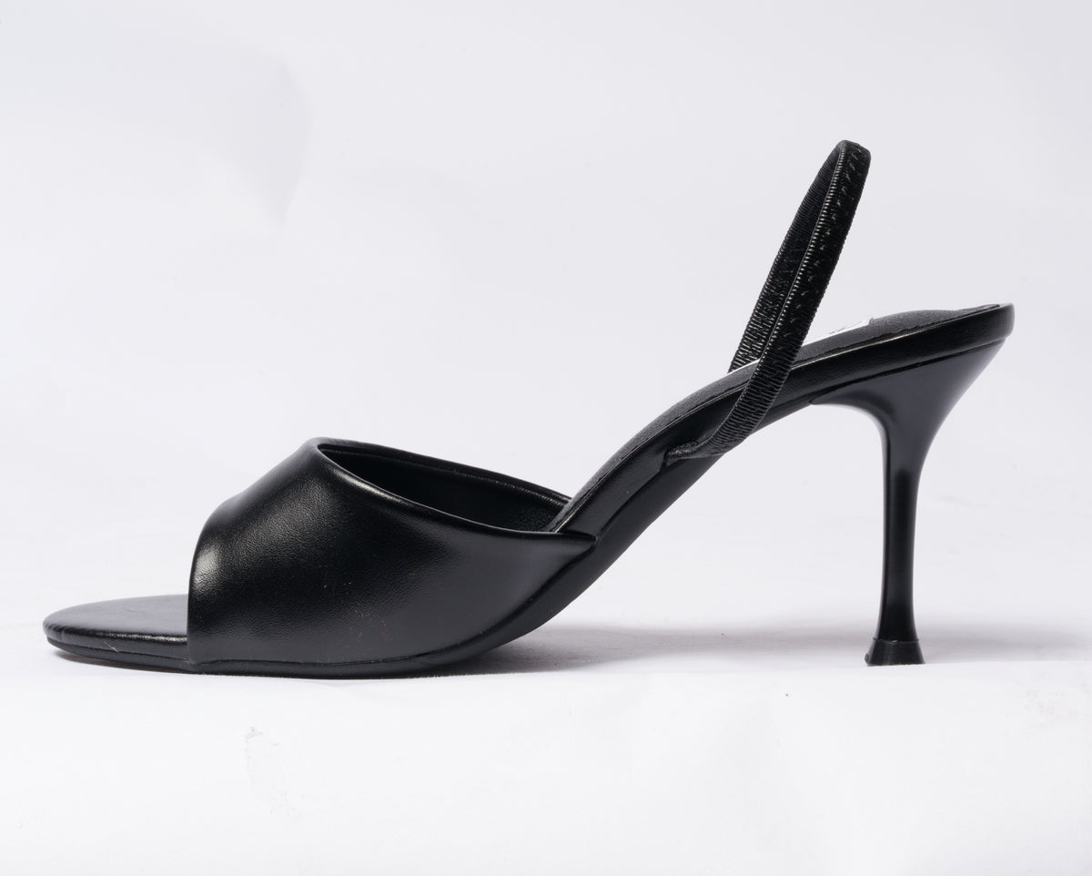 Sandalo in ecopelle con cinturino elastico al tallone  - Nero
