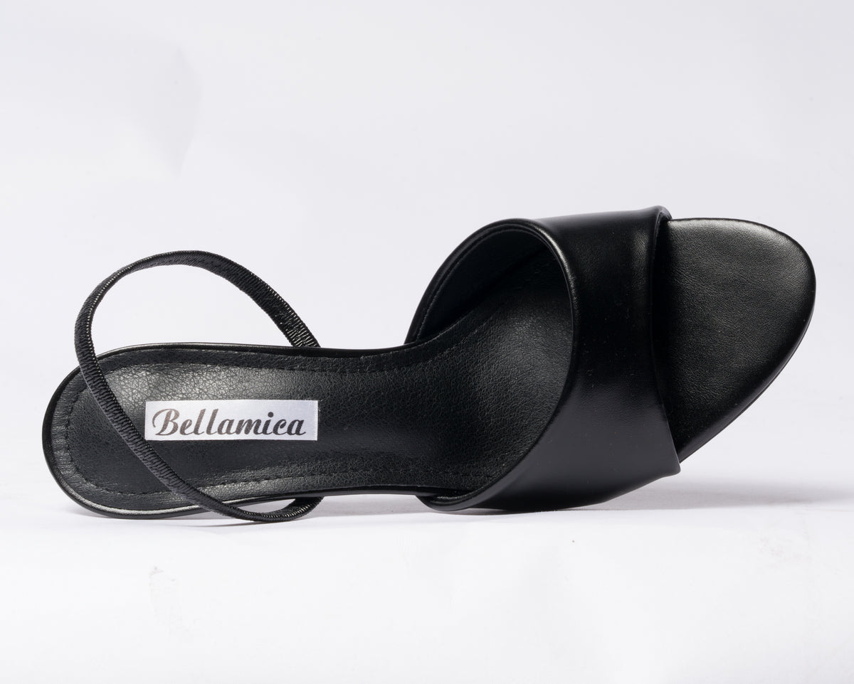 Sandalo in ecopelle con cinturino elastico al tallone  - Nero