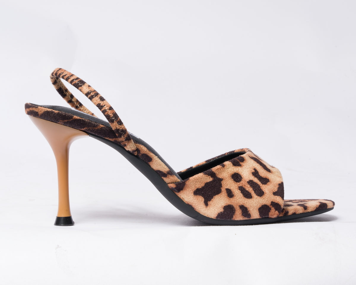 Sandalo in ecopelle con cinturino elastico al tallone  - Leopardato
