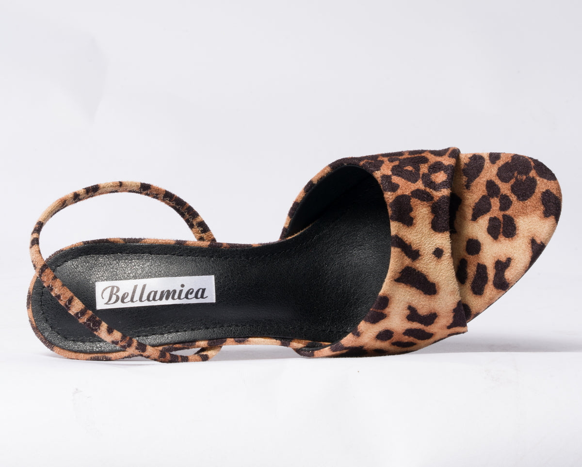 Sandalo in ecopelle con cinturino elastico al tallone  - Leopardato