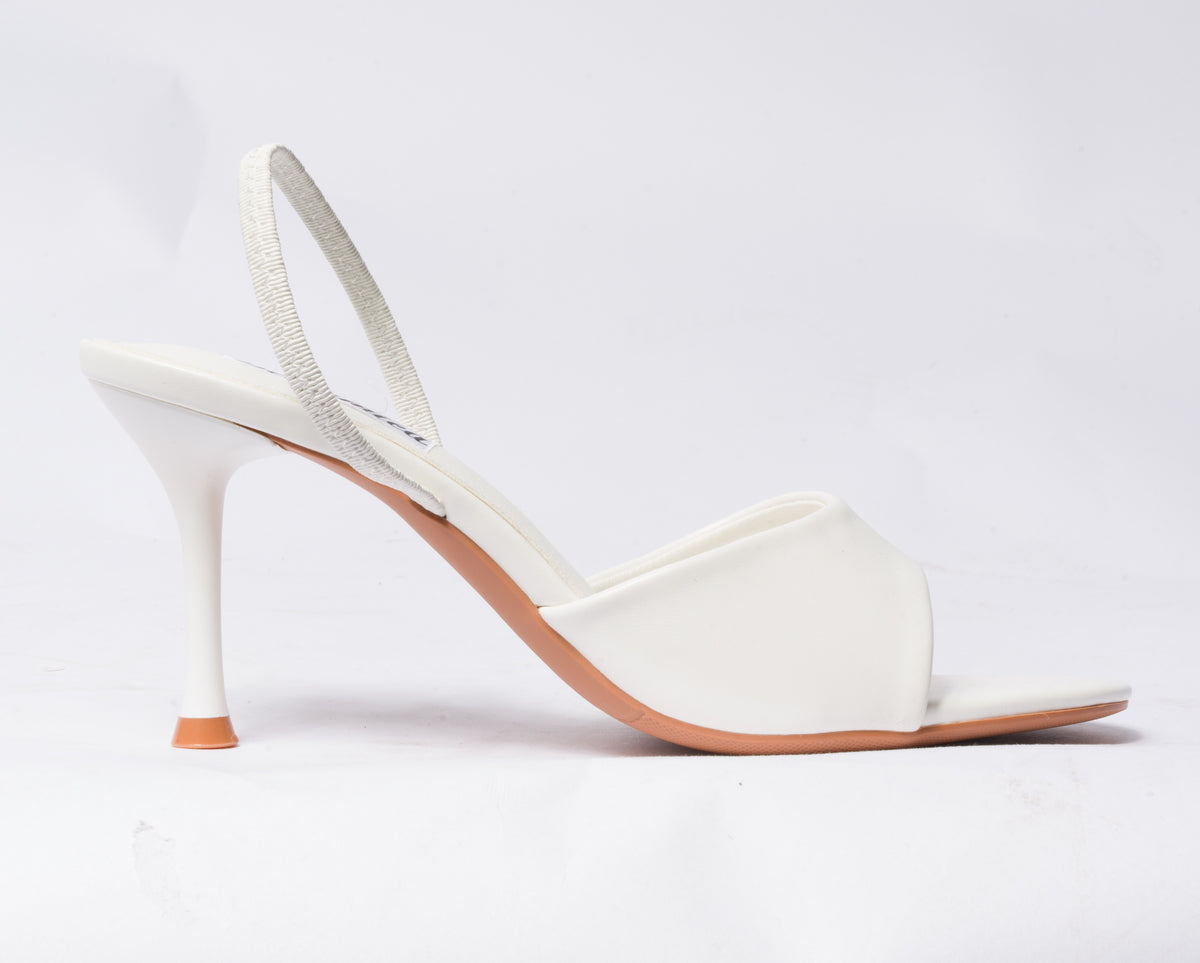 Sandalo in ecopelle con cinturino elastico al tallone  - Bianco