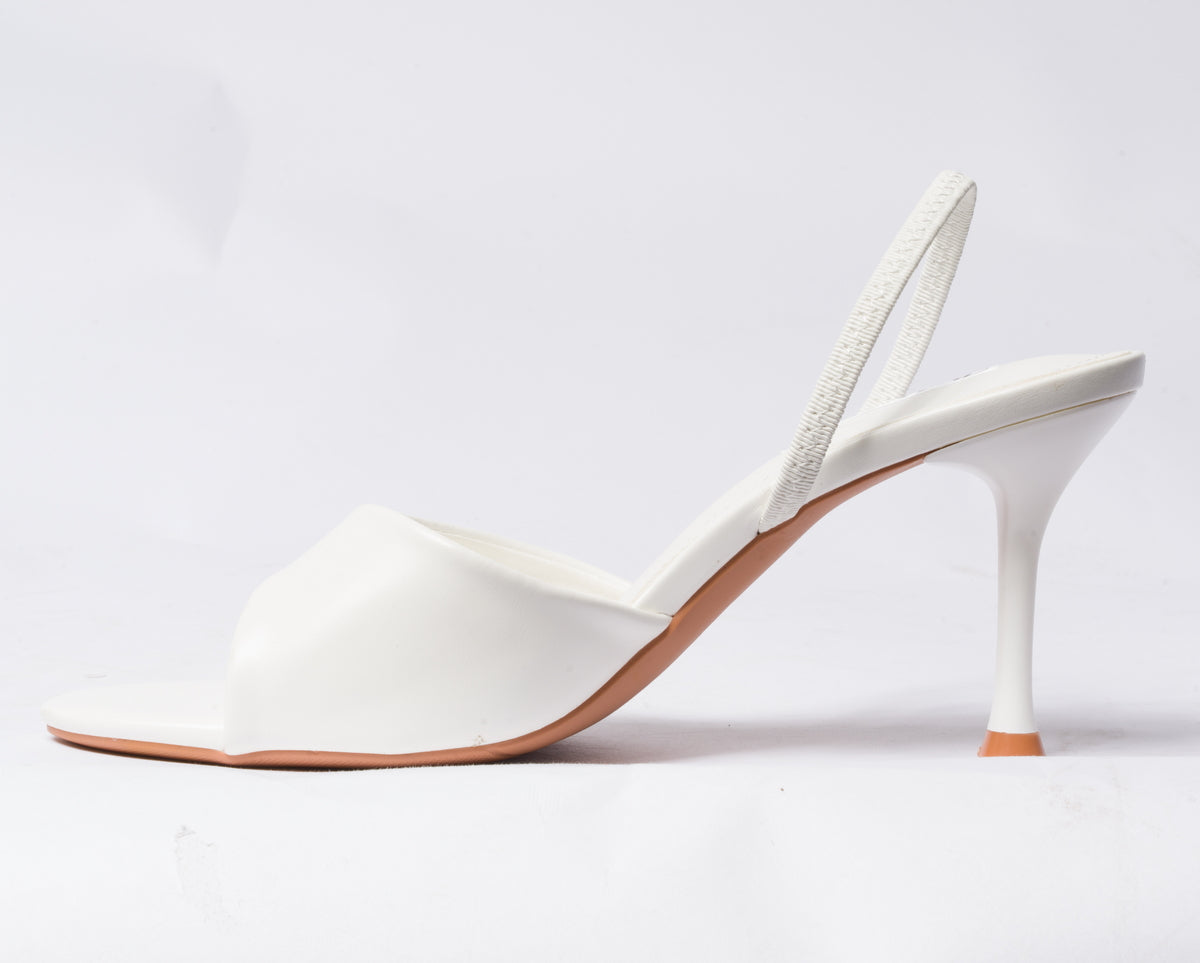 Sandalo in ecopelle con cinturino elastico al tallone  - Bianco