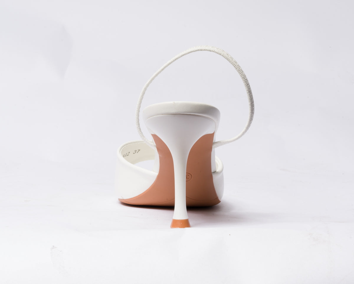Sandalo in ecopelle con cinturino elastico al tallone  - Bianco