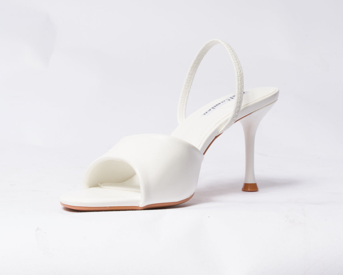Sandalo in ecopelle con cinturino elastico al tallone  - Bianco