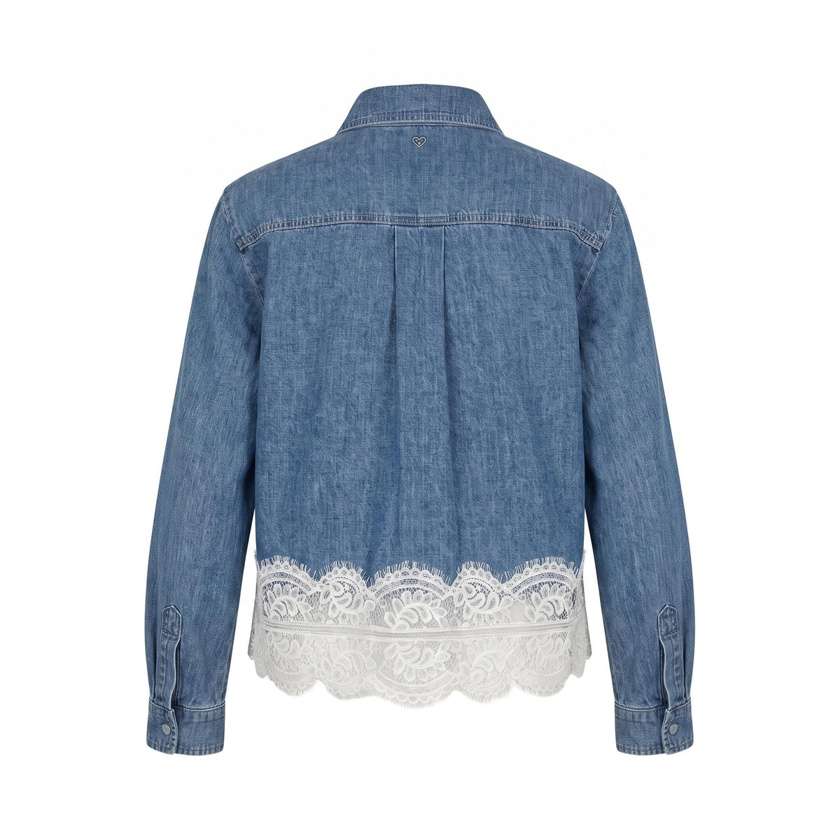 Sstore Camicia in Jeans Please in denim con Bordo in Pizzo Bianco - foto 1