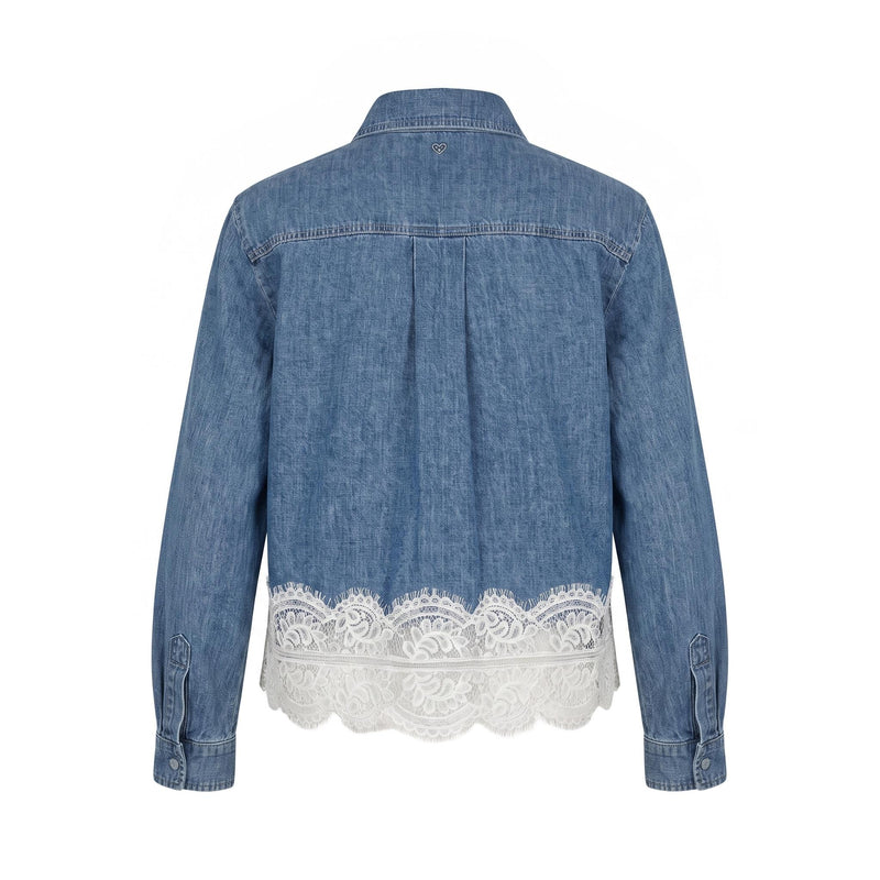Sstore Camicia in Jeans Please in denim con Bordo in Pizzo Bianco - foto 1
