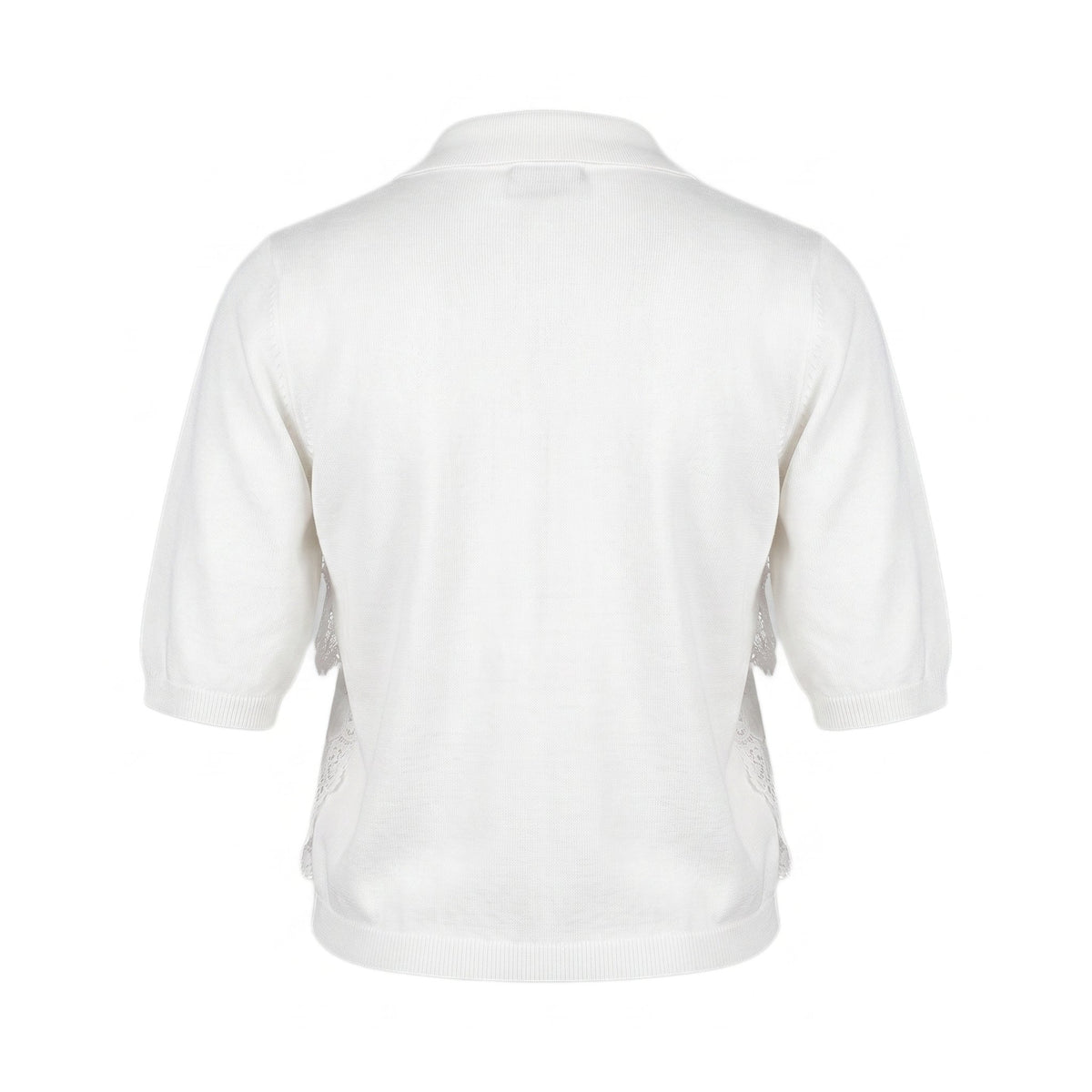 Sstore Cardigan Please a Maniche Corte in Maglia con Pizzo - Bianco - foto 1