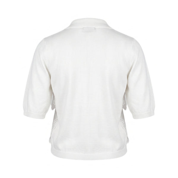 Sstore Cardigan Please a Maniche Corte in Maglia con Pizzo - Bianco - foto 1