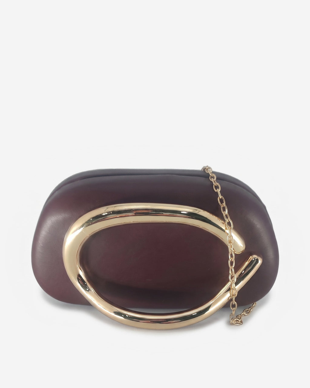Clutch Rigida con Dettaglio Dorato Scultoreo – Bordeaux Sstore