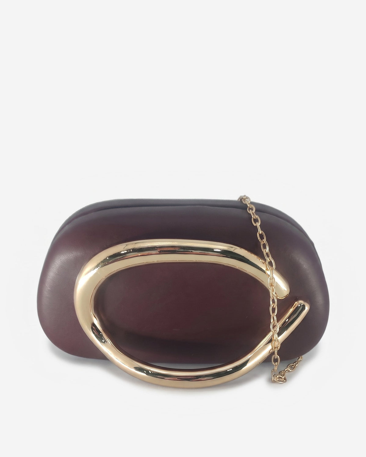 Clutch Rigida con Dettaglio Dorato Scultoreo – Bordeaux Sstore