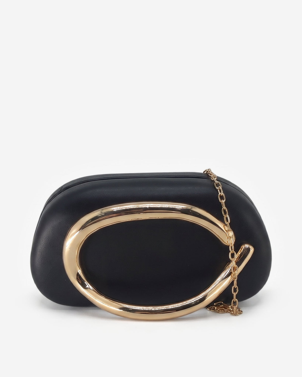 Clutch Rigida con Dettaglio Dorato Scultoreo – Nero Sstore