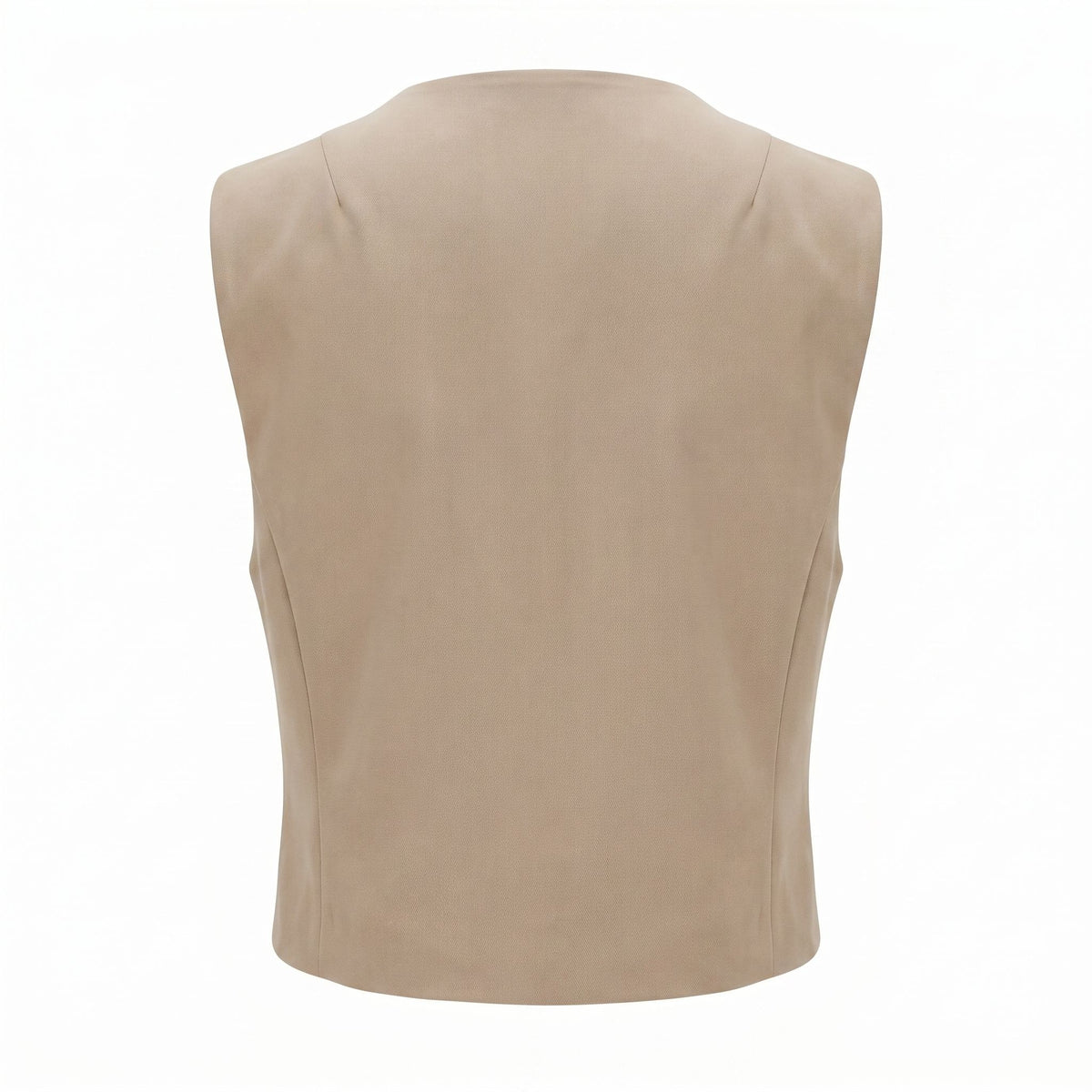 Sstore Gilet Please Sartoriale Donna Corto con Bottoni e Tasche a Filetto - Beige - foto 2