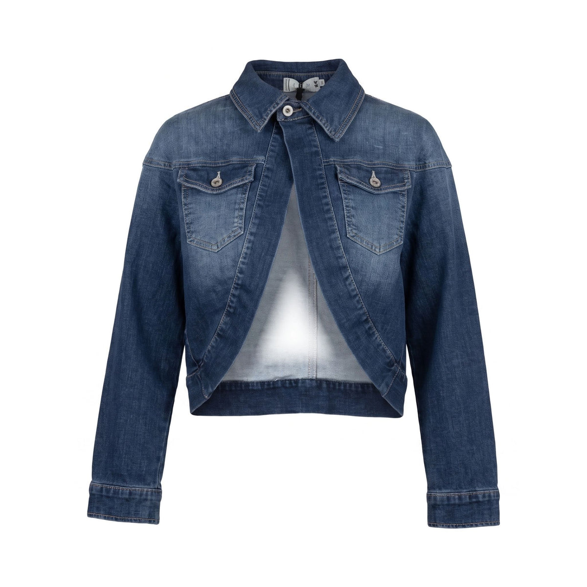 Sstore Giubbotto Jeans Corto Please Donna con Taschini - Effetto Vintage - foto 1