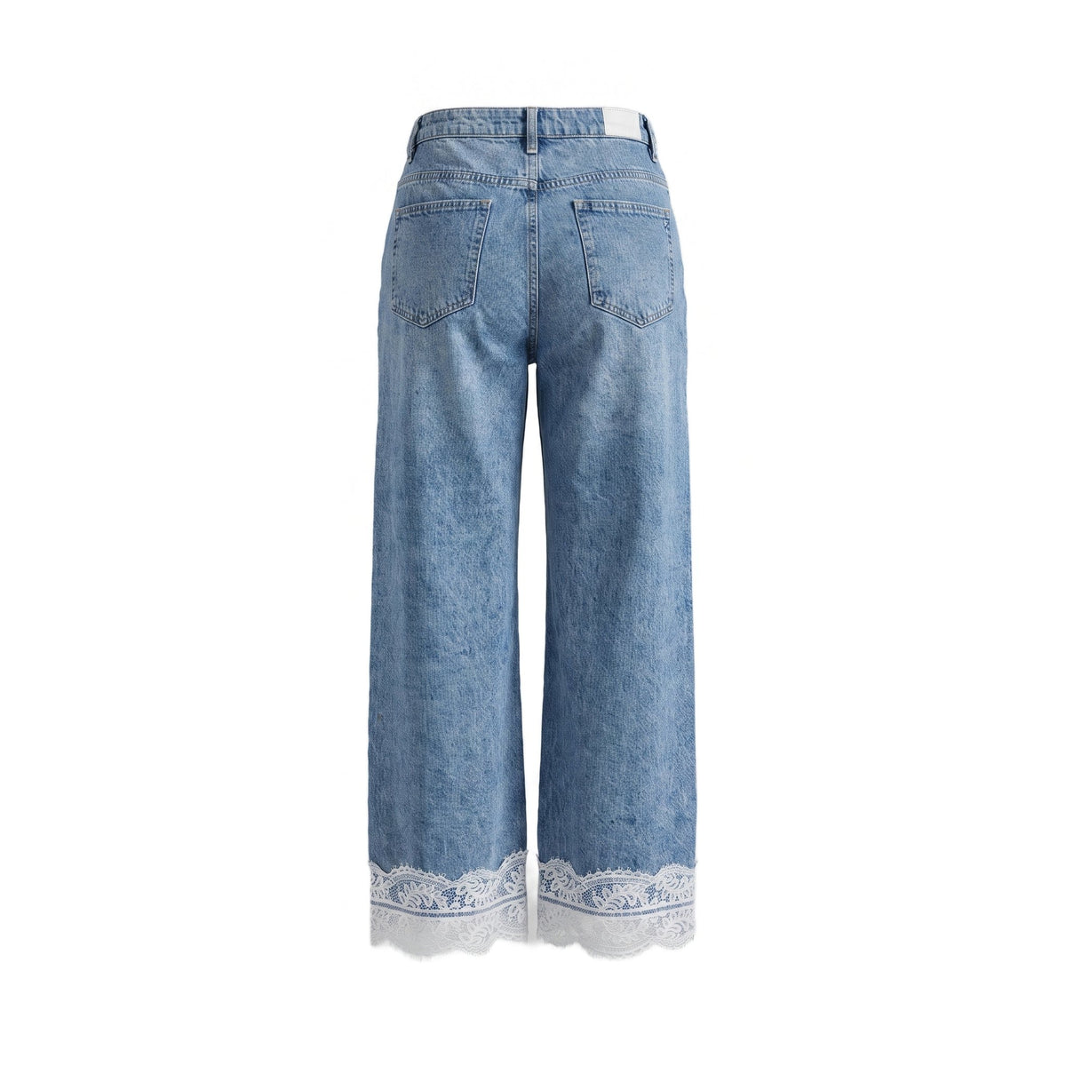 Sstore Jeans Please a Gamba Larga con Bordo in Pizzo Bianco - foto 2