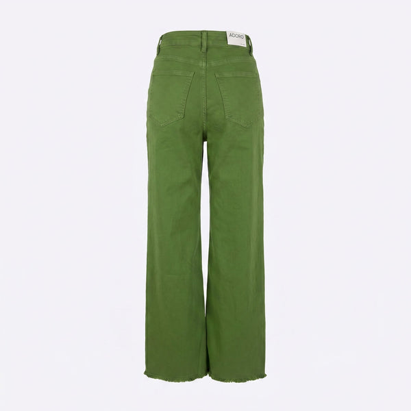 Sstore Jeans Wide Leg con Orlo Sfrangiato - Verde Prato - foto 1