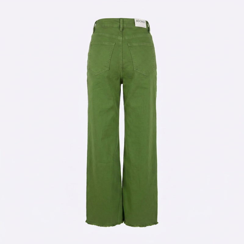 Sstore Jeans Wide Leg con Orlo Sfrangiato - Verde Prato - foto 1