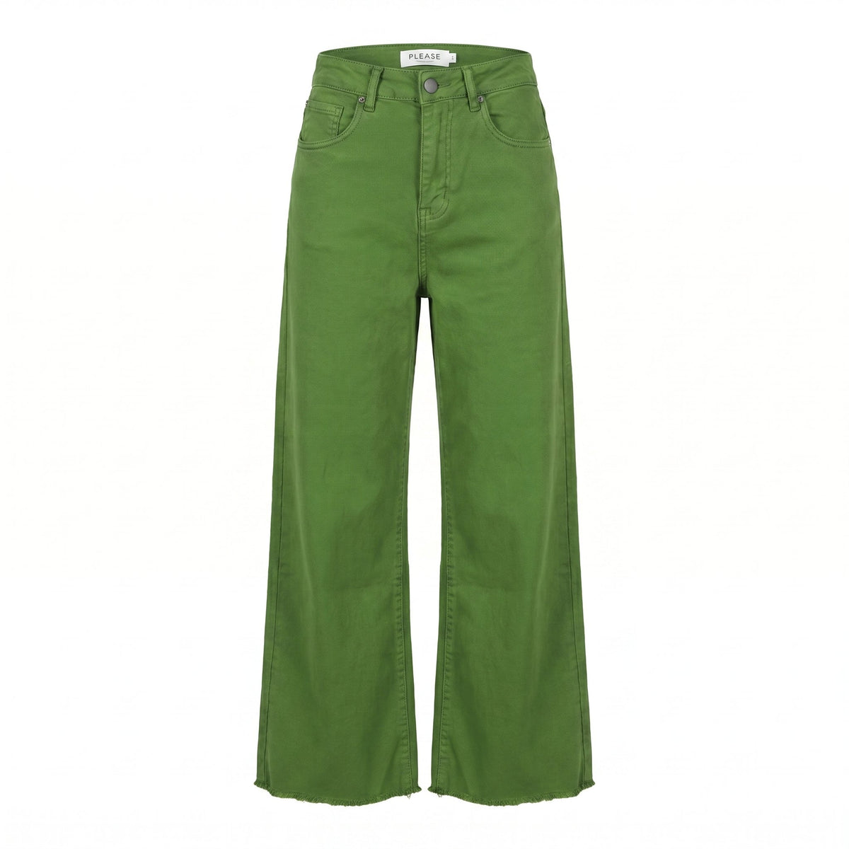 Sstore Jeans Wide Leg con Orlo Sfrangiato - Verde Prato - foto 2