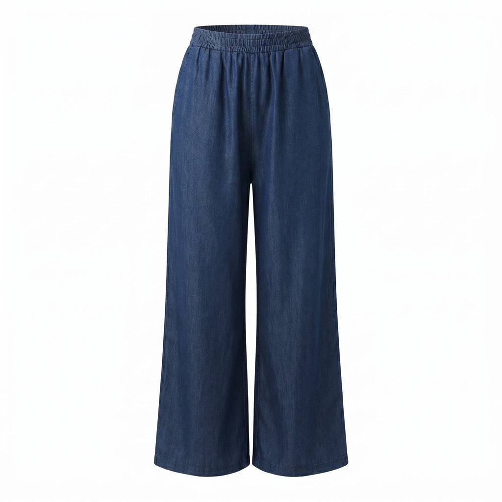 Sstore Pantaloni a Palazzo con Elastico in Vita - Blu - foto 2