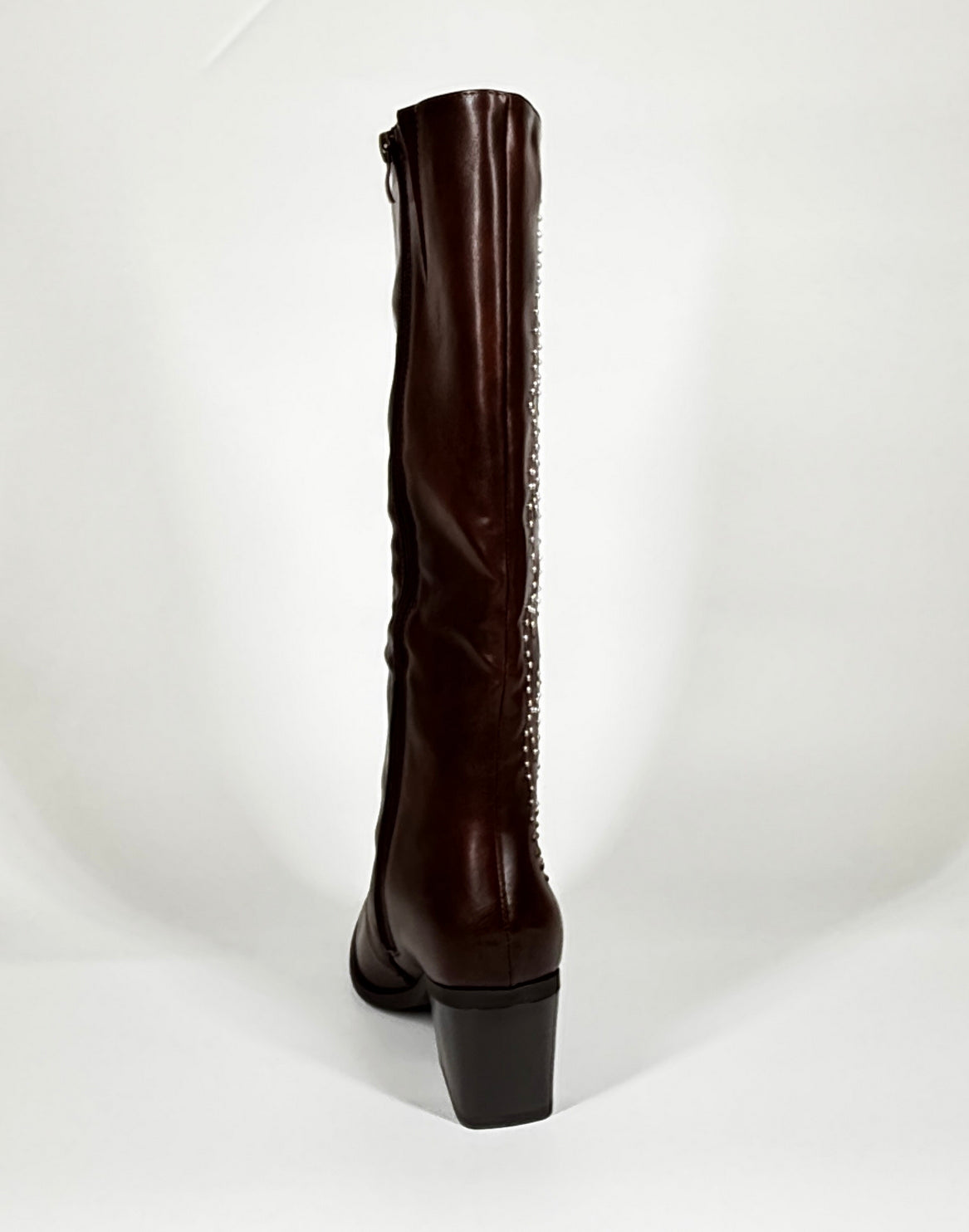 Stivale Texano Donna in Ecopelle  con Borchie - Marrone