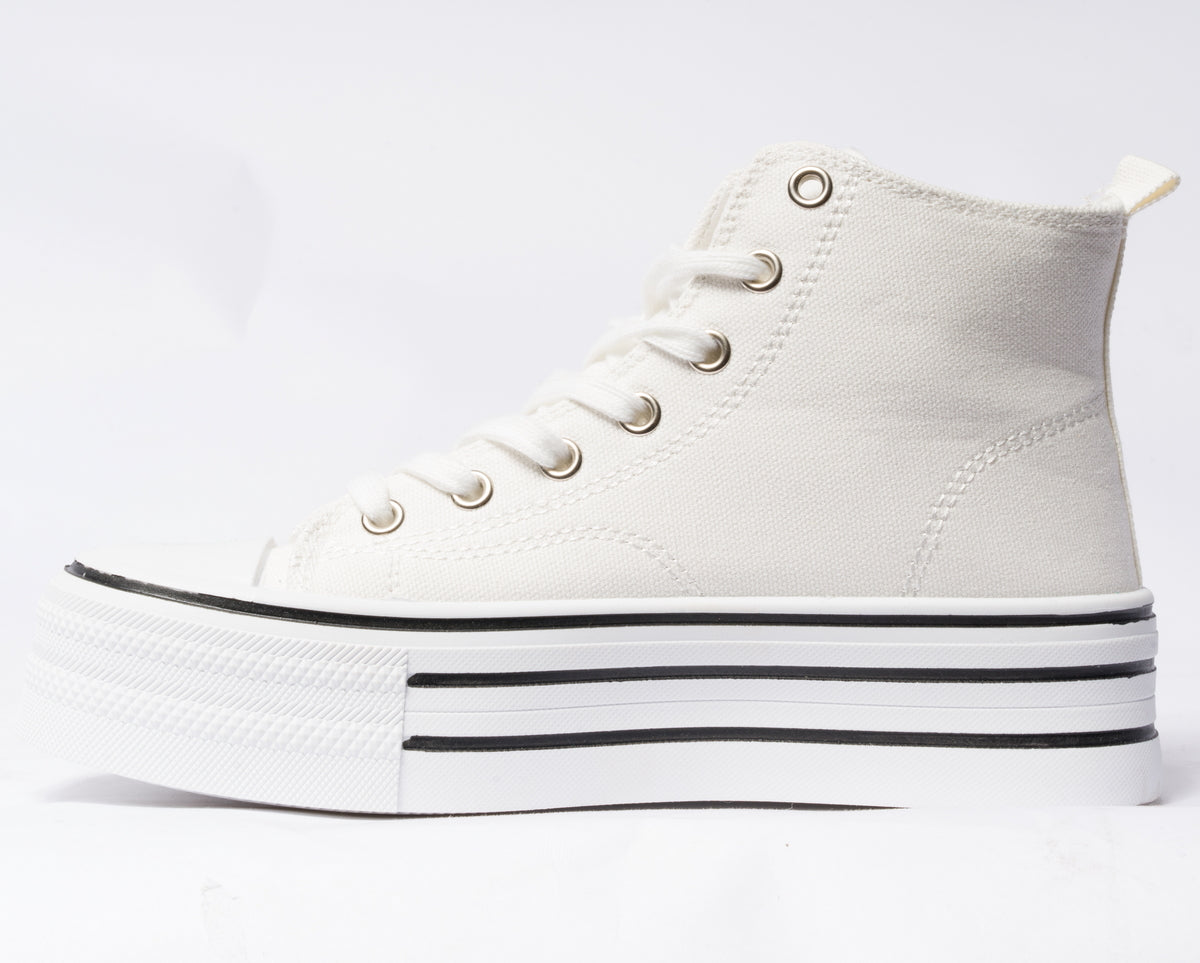 Sneakers alte da donna in tessuto -  Bianco